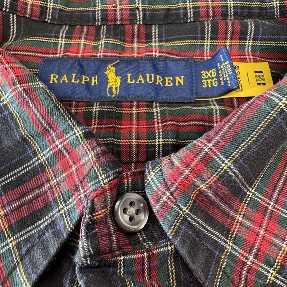 Polo Ralph Lauren Men's Size 3XB 3XL‎ Big Plaid Button Front Long Sleeve Shirt - Picture 2 of 7